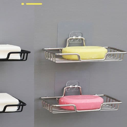 Soap holder rack, no-drill wall-mounted bathroom stainless steel, drainage, washbasin shelf
