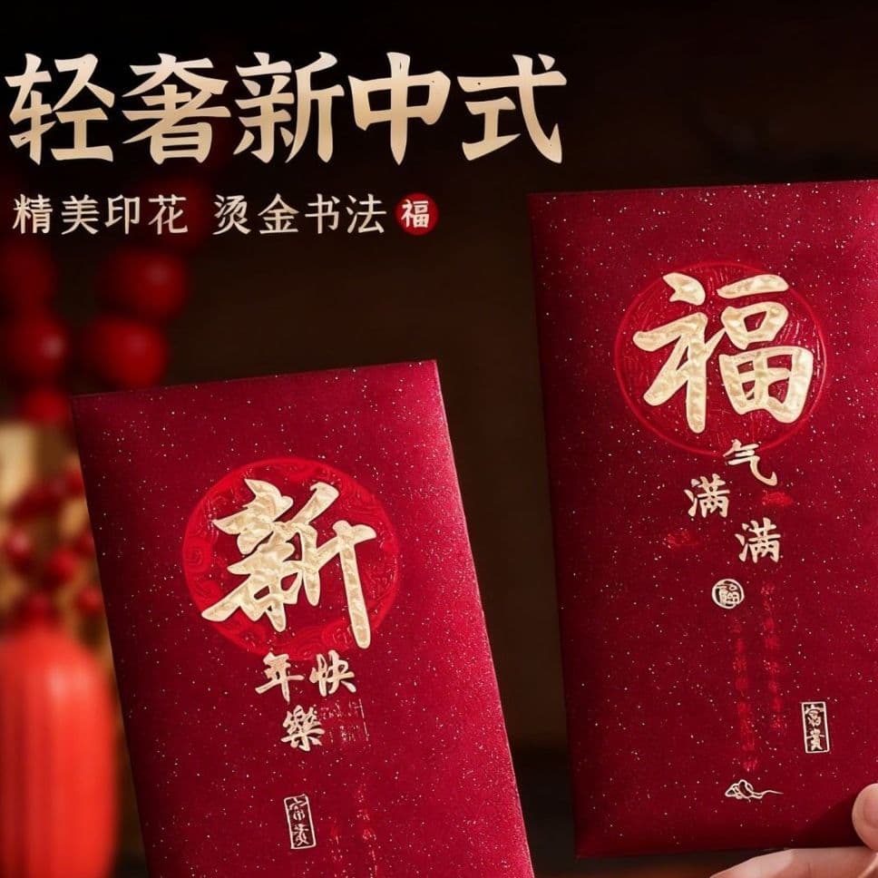 2026 Year of the Horse New Style Vintage Red Envelope, Matte Gold Foil, Minimalist Wine Red, Chinese New Year, Thick Creative Red Packet