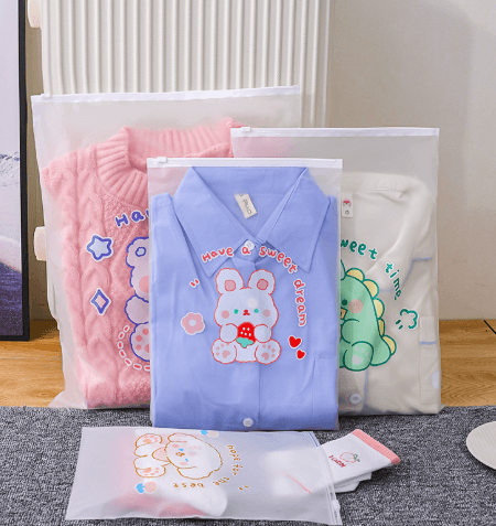 Thick plastic zip-lock bags for clothing storage, travel sealing bags, kindergarten frosted zip bags, clothes storage bags