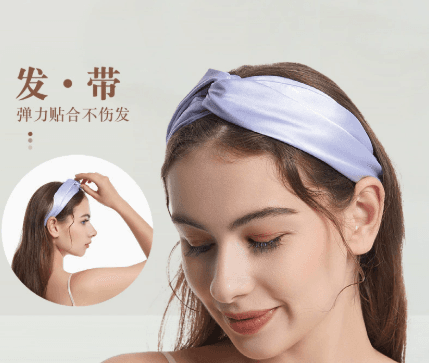 European-style faux silk hair band with stitched edge, wide width
