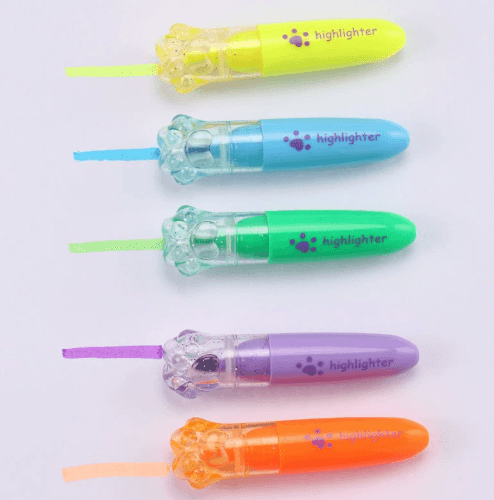 Mini Cat Paw Highlighter Set Macaron 6 Colours Children's Drawing Pen Student Marker Eye Protection Glow Pen