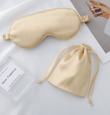Silk-like sleep eye mask 2-piece set with storage pouch, portable, for travel and rest