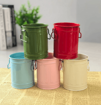 Cylindrical Wrought Iron Pen Holder Creative Desktop Storage Container Multi-functional Stationery Organiser Makeup Brush Holder Plant Pot