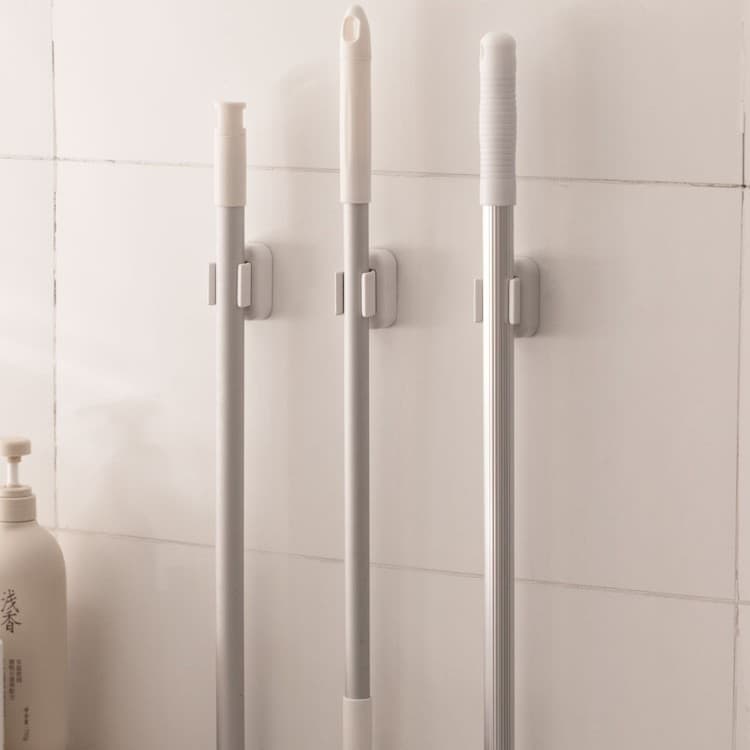 Multipurpose Toothbrush Holder Wall-Mounted No-Drill Electric Toothbrush Clip with Built-In Anti-Slip Silicone and Strong Mop Clip