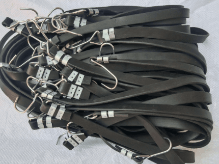Black Butyl Rubber Stretch Tie-Down Straps for Electric Bikes, Motorcycles, and Cargo