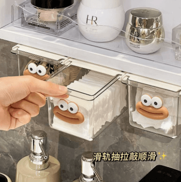 Mirror Cabinet Storage Box for Cotton Pads, Organiser for Bathroom Vanity