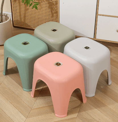 Household Heavy-Duty Plastic Low Stool, Durable, Stackable, Non-Slip for Bathroom, Shower, Toilet, Changing Shoes