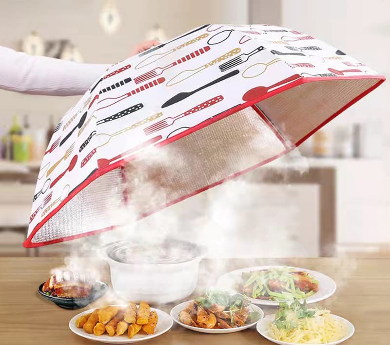New aluminium foil insulated food cover for table, foldable, round, winter use, insect and dust proof