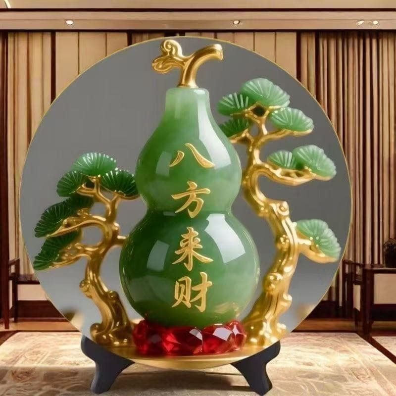 Jade Gourd Tabletop Decor for Entryway, Living Room, Office – Auspicious Decoration