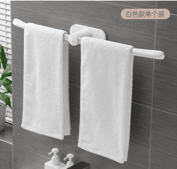Creative Bathroom Towel Rack Minimalist No-Trace Storage Shelf, Bathroom No-Drill Plastic Single Rod Towel Hanger