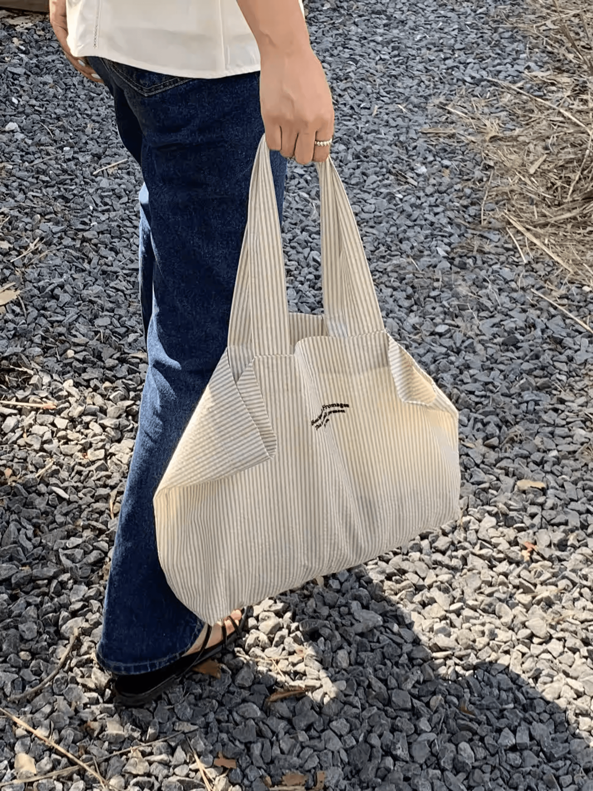 Korean Large Canvas Bag for Women, Casual White Shoulder Tote for Commute
