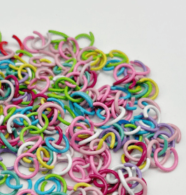 Metal painted colourful small single-ring connector keychain DIY craft bead keyring