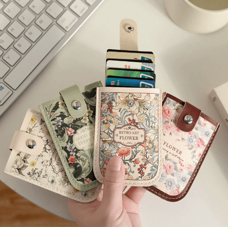 Pull-out card holder for women, new style, dopamine anti-demagnetisation card case, ultra-thin document holder, student ID card, portable card sleeve