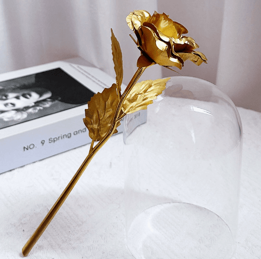 Single Gold Foil Rose Gift for Teacher's Day, Gold Leaf Creative Birthday Gift