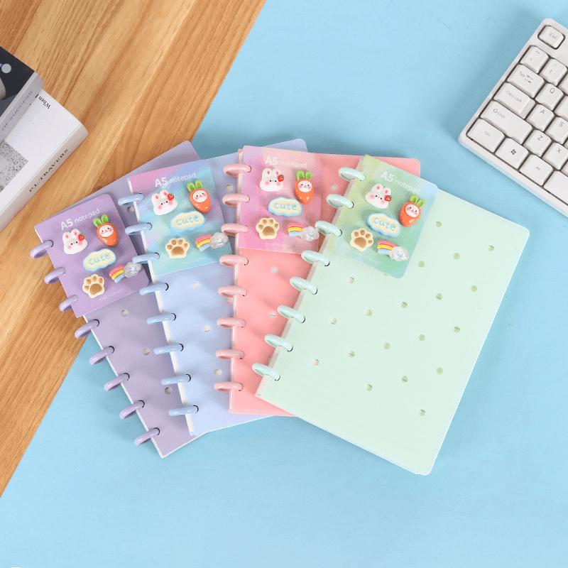A5 Mushroom Hole Punch Notebook, Refillable, DIY Cover, Hole Punch Board Student Notebook