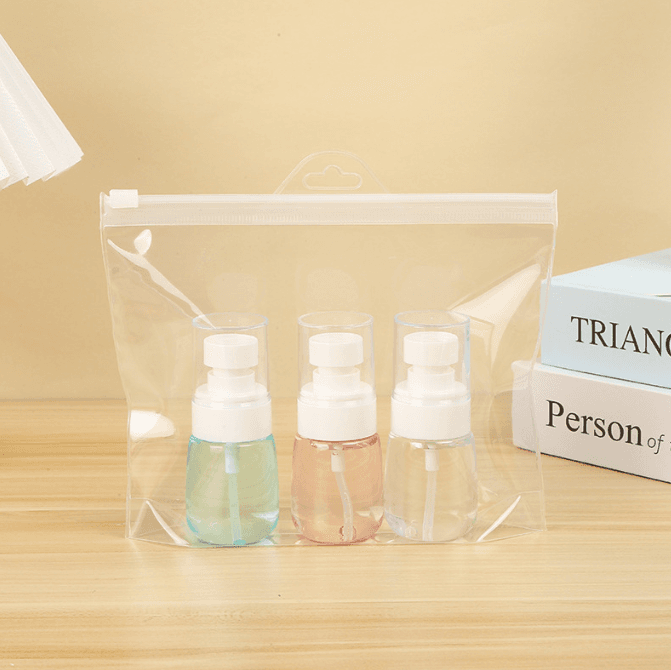 Clear Zip Seal Bag with Euro Slot, EVA Self-Seal Ziplock for Cosmetic Samples