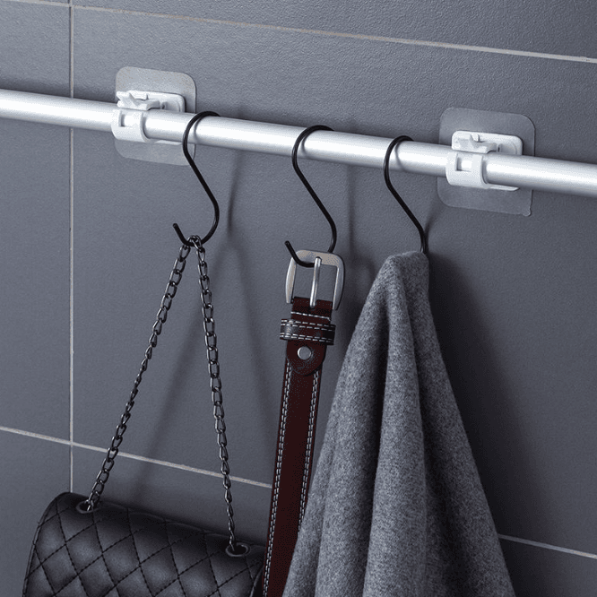 Curtain Rod Hook Bracket Clip Adhesive Sticker Mount for No-Drill Installation