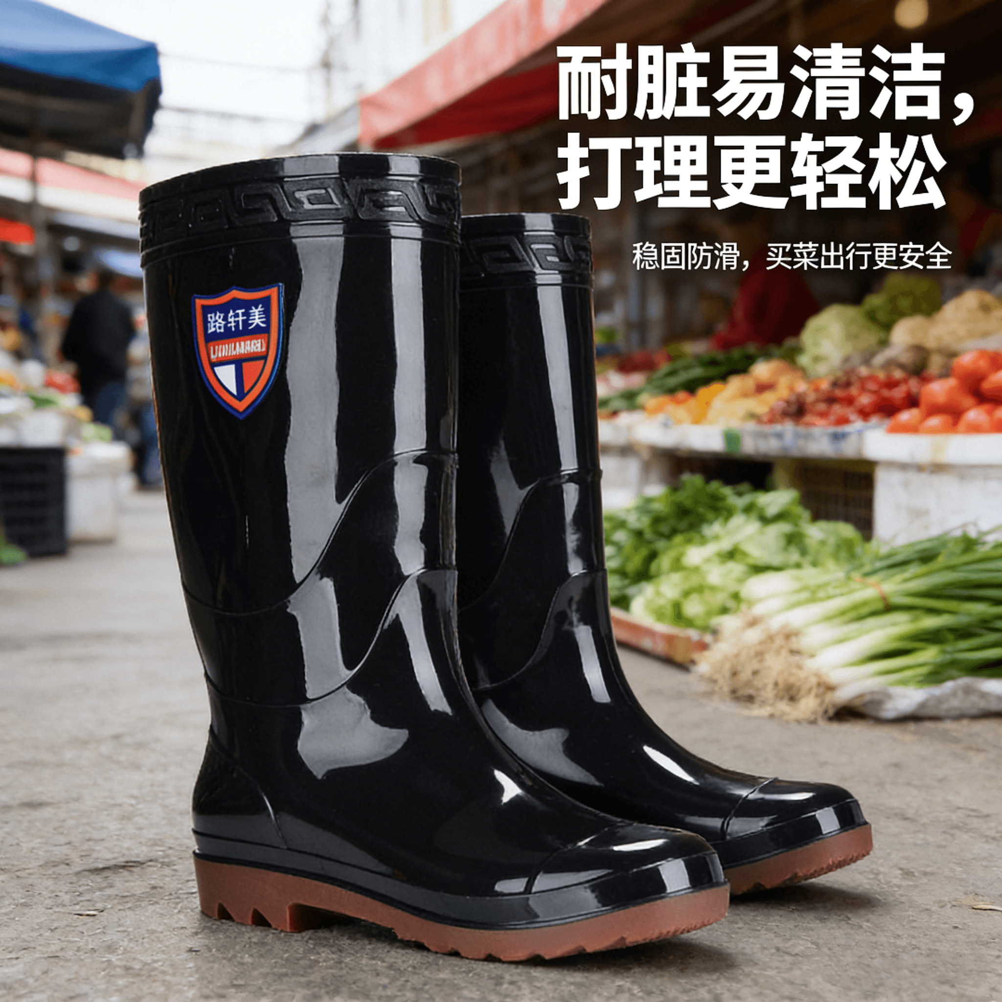 Waterproof, slip-resistant, thickened durable rain boots, lightweight classic mid-high cut Oxford rain shoe covers, wear-resistant