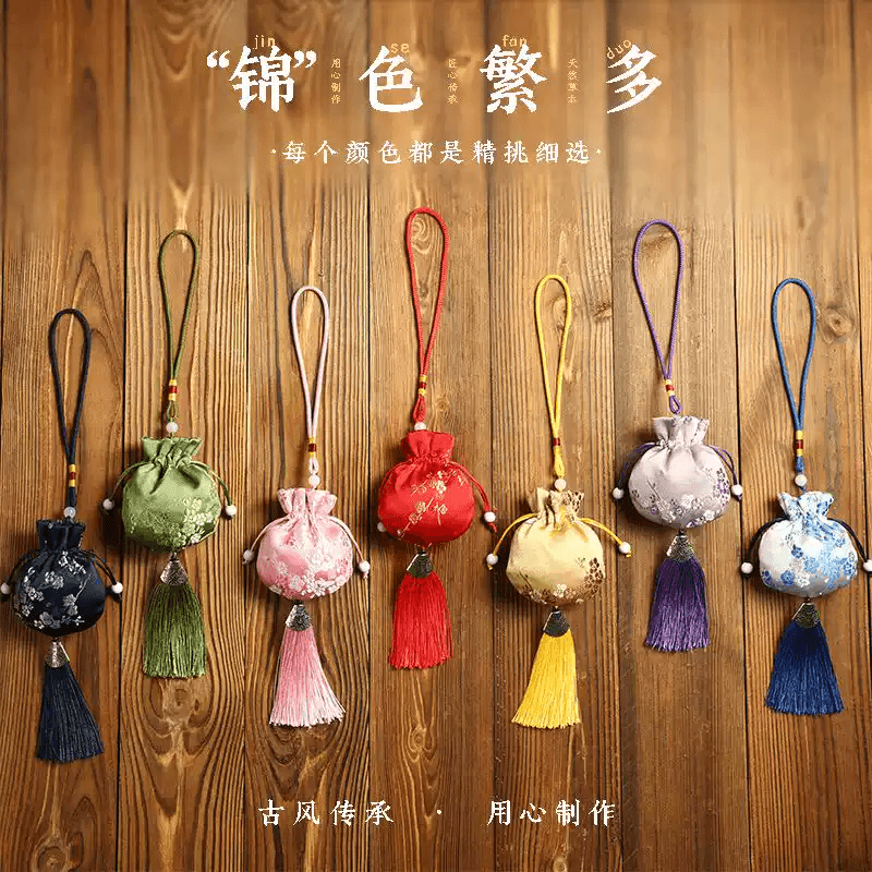 Vintage-style sachet with plum blossom for Dragon Boat Festival, mugwort and lavender filling, hanging ornament