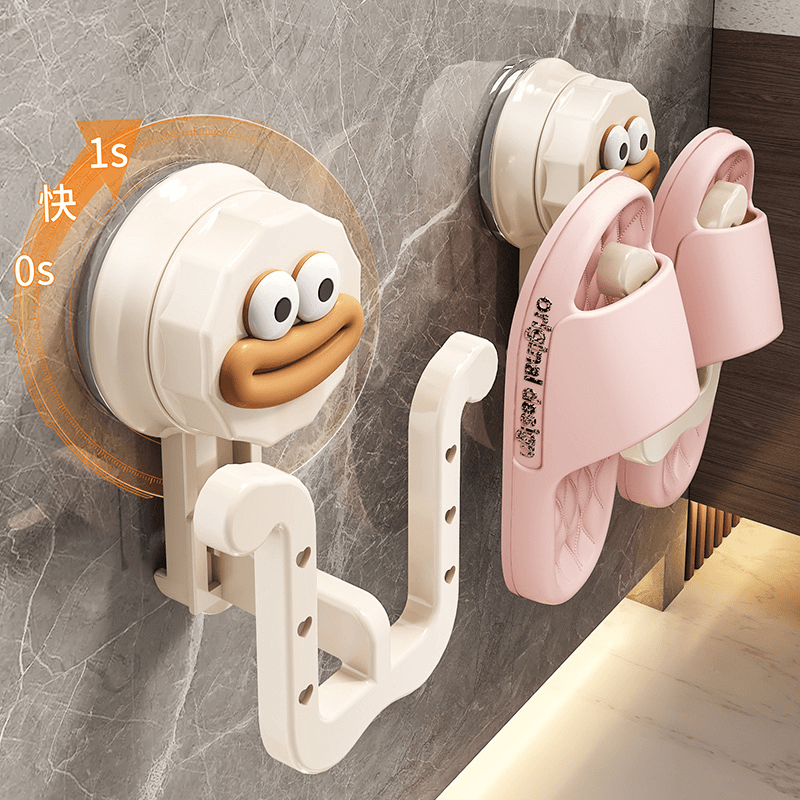 Bathroom Suction Cup Shoe Rack, Wall-Mounted, No-Drill, Drainage, Door Hanging Storage