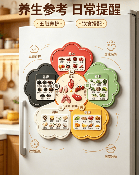 Traditional Chinese Medicine Five Organs Diet Guide Fridge Magnet
