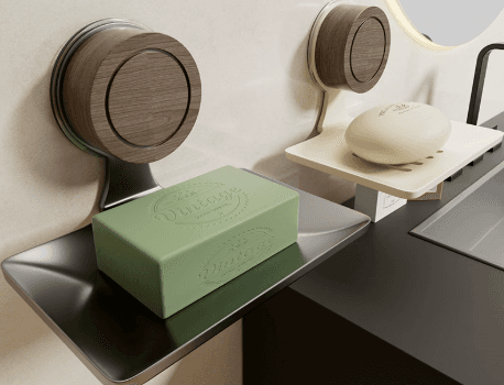 Soap dish for bathroom, no-drill draining rack, multifunctional storage