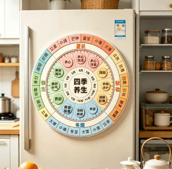 TCM Four Seasons 24 Solar Terms Acrylic Magnetic Sticker Fridge Decal for Home Dietary Therapy Reference