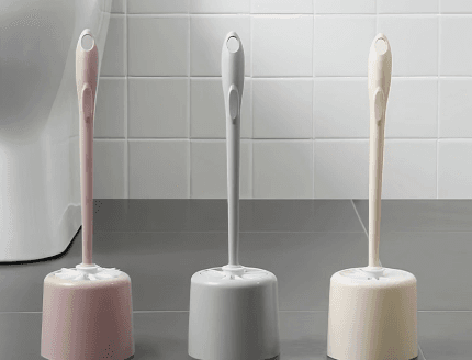 Bathroom Toilet Cleaning Brush with Plastic Base, Wall-Mounted, No Dead Angle