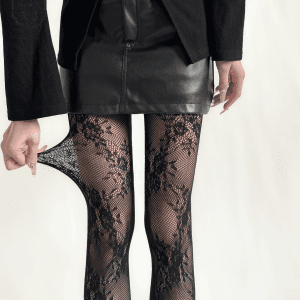 Sheer White Floral Vintage Lolita Stockings for Women, Fishnet Tights