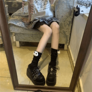 Lolita socks panda bear mid-calf pile socks JK Japanese style cartoon cute Lolita socks