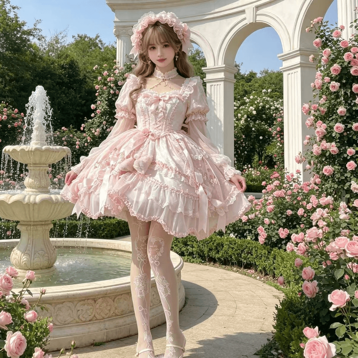 Rose Print Lolita Socks for Women Spring/Summer Sweet Cool Siren Style Japanese Print