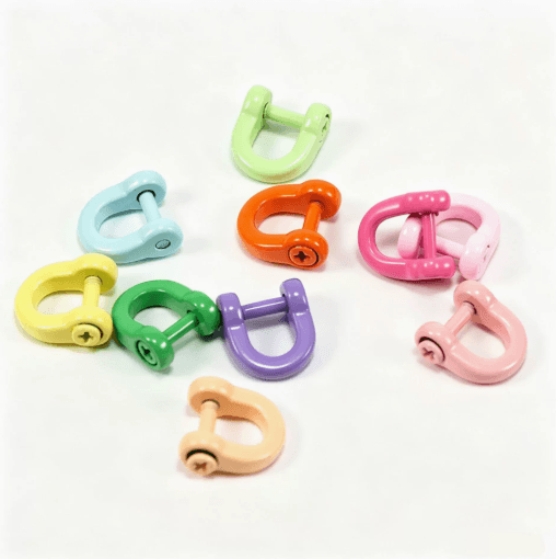 Colourful Horse Keyring Baked Enamel D-Shape Open Split Bead Keyring DIY Accessory