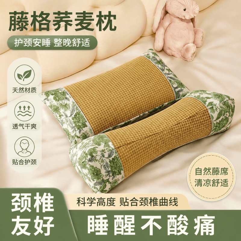 Neck Support Triangular Pillow - Summer Cool Breathable Buckwheat Pillow, Ergonomic Combined Pillow for Home Use