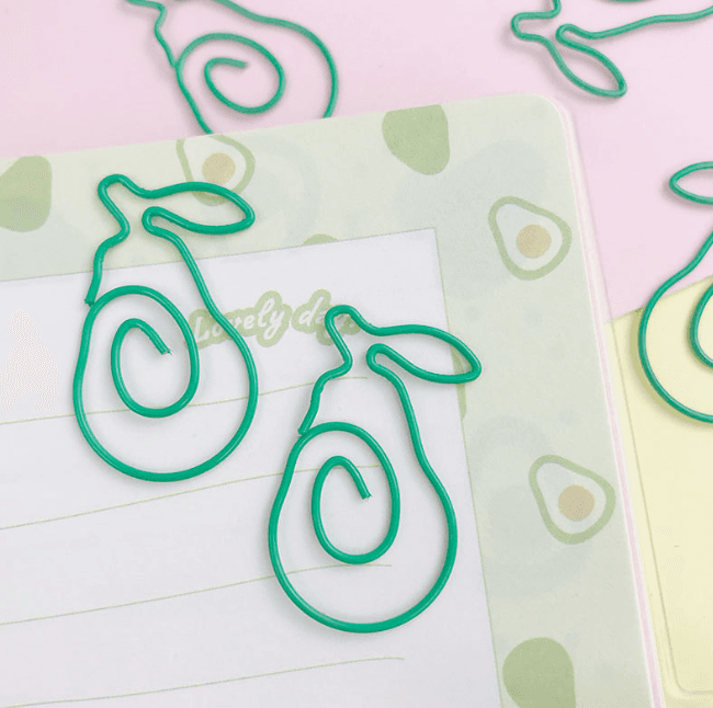Ins-style cute avocado paperclips, creative metal paperclips for student, office and bookmark use