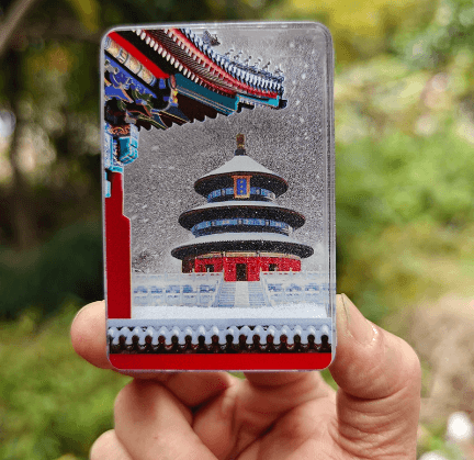 Beijing Forbidden City Tiananmen Snow Globe Acrylic Fridge Magnet Souvenir