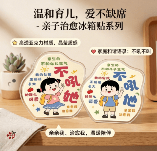 Don't Get Angry with Kids Magnetic Fridge Magnet Educational Inspirational Calligraphy Desktop Ornament Emotion Stabilizer Fridge Magnet