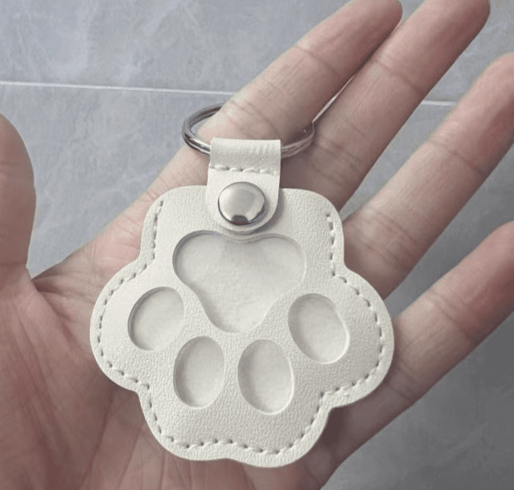 PU leather bubble pet fur storage keyring charm, lucky cat paw bag accessory