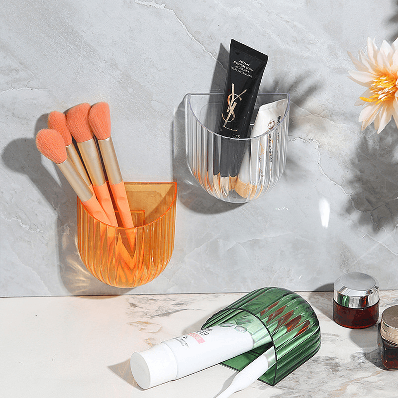 Wall-mounted Compartment Storage Box for Bathroom, Desktop Organiser, Cosmetic Brush Holder