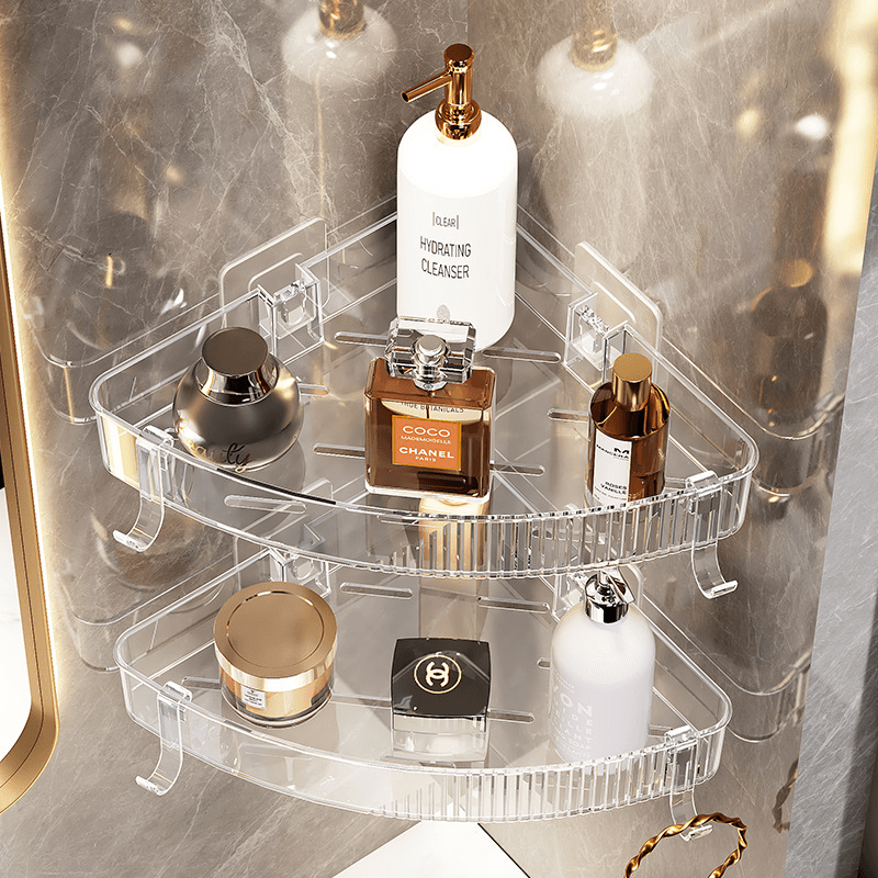 Bathroom Suction Cup Triangle Shelf, Wall-Mounted, No-Drill, Corner Storage Rack