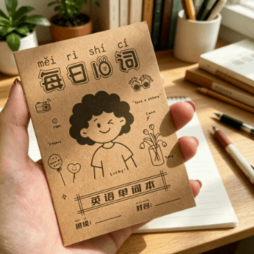 Daily 10 Words English Vocabulary Notebook Ebbinghaus Memory & Dictation Book for Primary and Junior High School Students, Portable