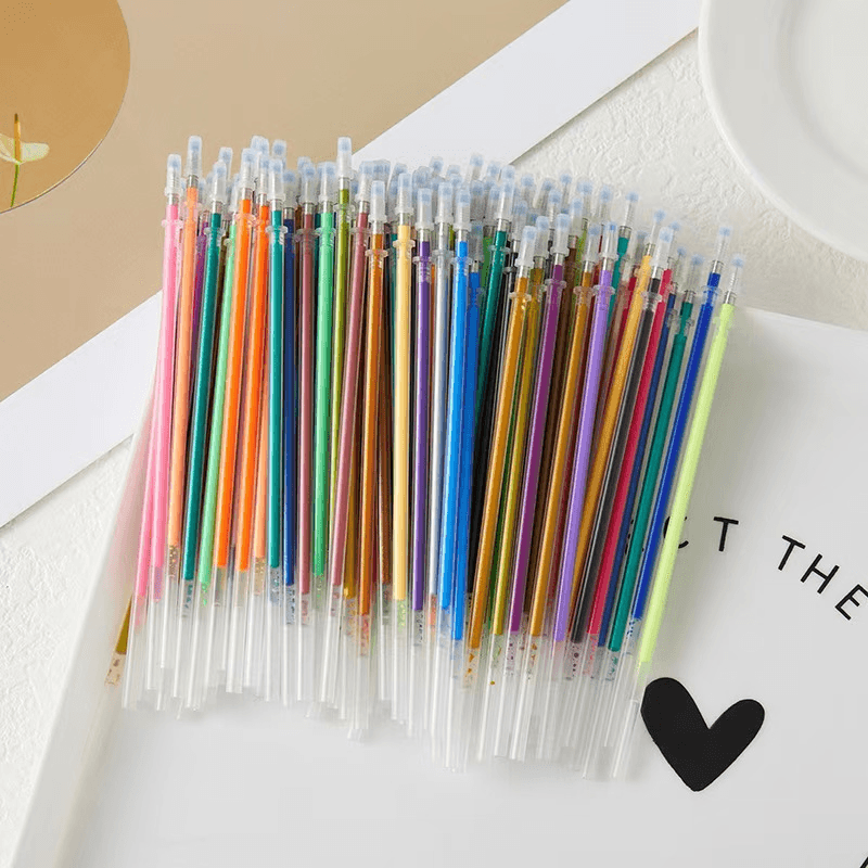 100 Colour Gel Pen Refills for Children's Drawing and Journaling, DIY Creative Glitter Colour Refills
