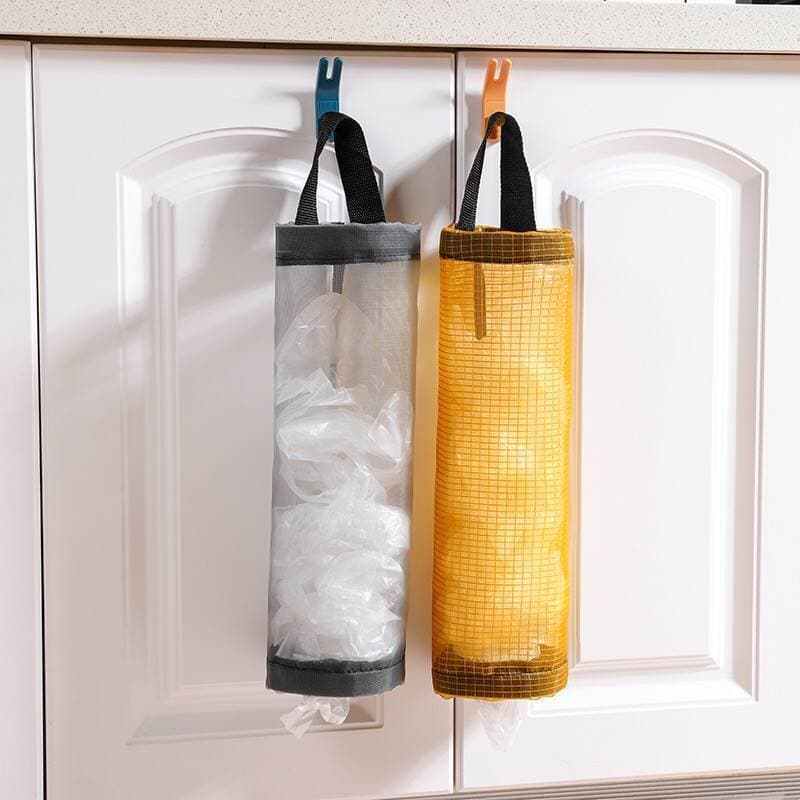 Wall-mounted storage bag for plastic bags, garbage bags, and shoe covers