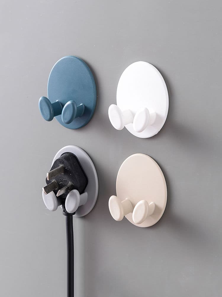 Drill-Free Adhesive Hook for Power Cord Plug, Kitchen Wall Storage Organiser, Plug Holder