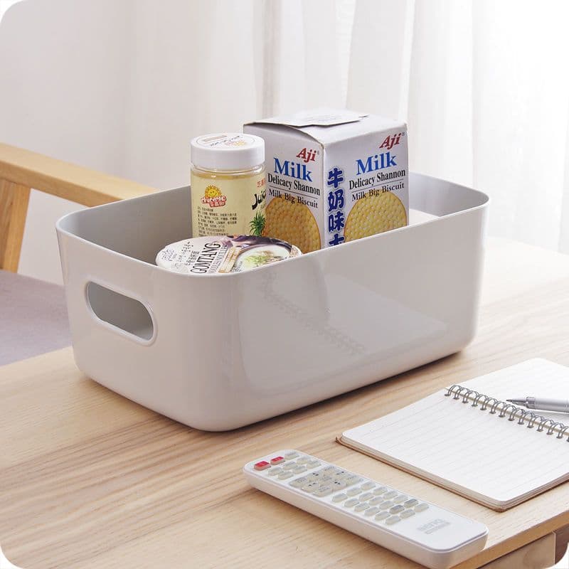 Desk Storage Organiser - Plastic Square Basket for Household, Kitchen, Cosmetics, Snacks
