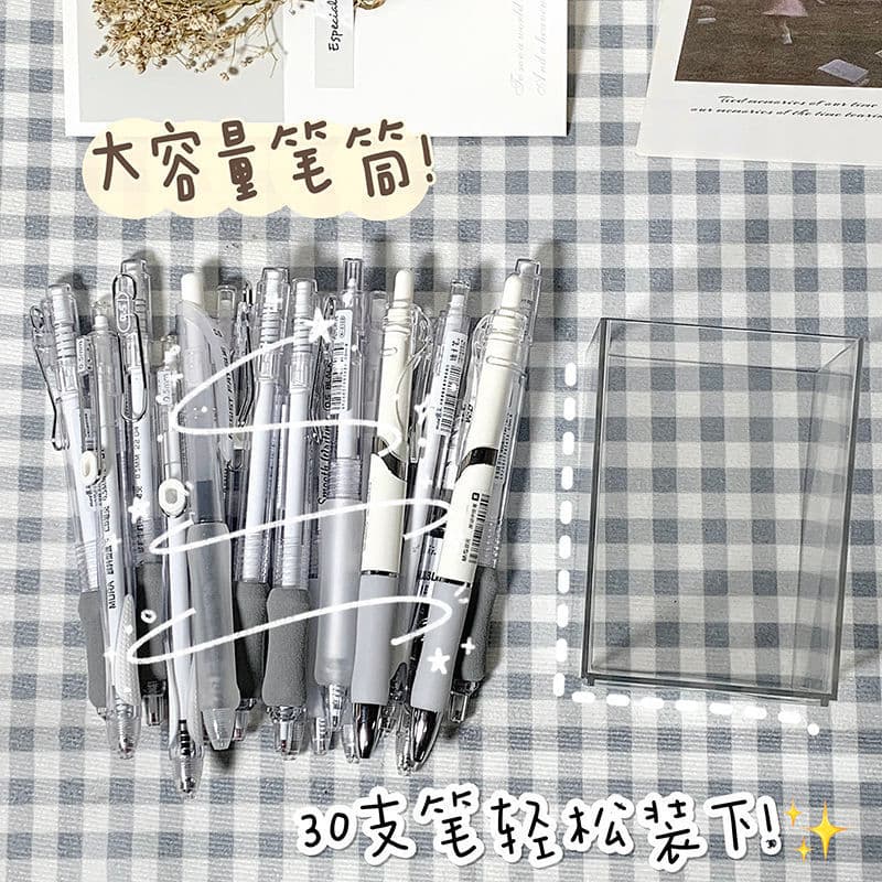 Clear pencil holder, ins style, for office desktop stationery storage, also suitable for makeup brush storage