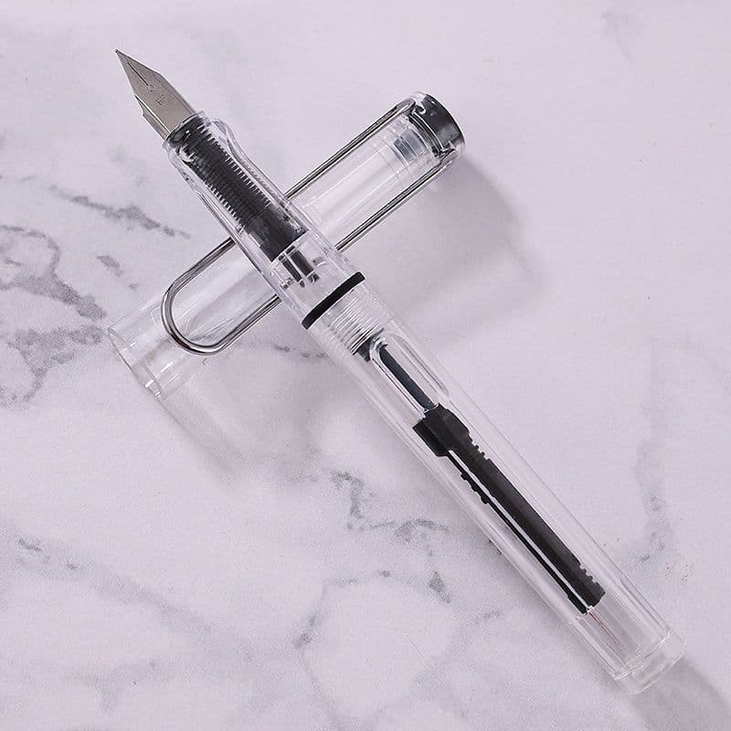 Ink Absorption Calligraphy Practice Regular Script Small Curved Nib Fountain Pen, Cursive Script, Calligraphy Transparent Fountain Pen for Students