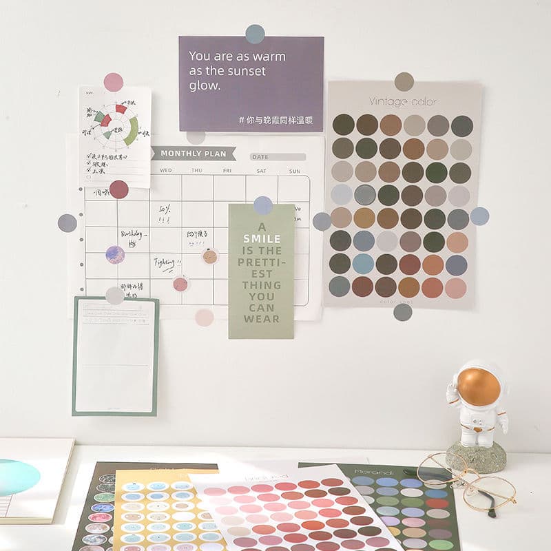 Morandi dot wall sticker cards for wall decor, journaling, and photo stickers