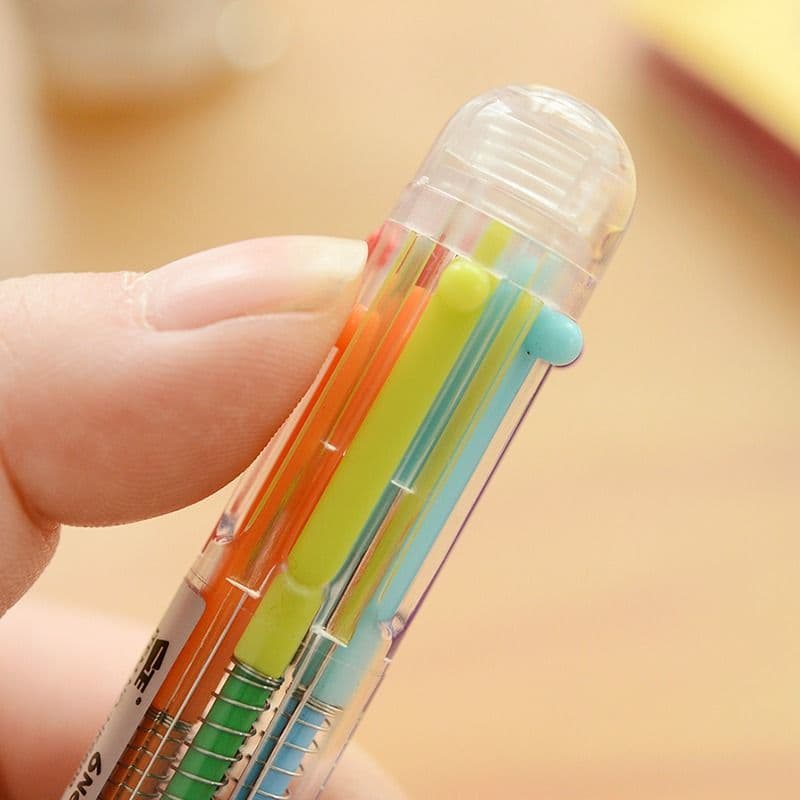 Multi-Colour Retractable Ballpoint Pens - 10 Colour Set