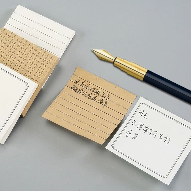 Sticky Notes for Students - Self-Adhesive, White, Ruled and Grid, Tearable