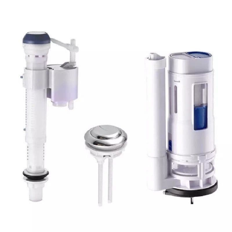 Universal Toilet Cistern Inlet and Outlet Valves with Dual Flush Button